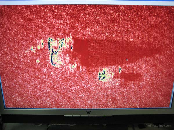 High resolution sonar image of a large 33-metre piece of wreckage at the battle site.