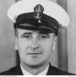 Studio portrait of 14705 Petty Officer Telegraphist (PO Tel) Roderic Bell Abernethy, HMAS Sydney II, of Wellington, NSW. PO Tel Abernethy enlisted in the RAN on 7 August 1924. He was killed in action, aged 31, when HMAS Sydney II was sunk in the Indian Ocean by the German auxiliary cruiser Kormoran on 20 November 1941.
