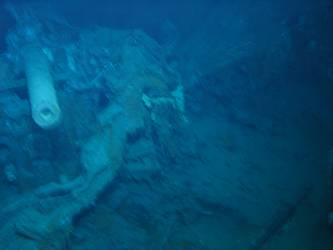 P2 4-inch gun mount, aft end of gun deck port side