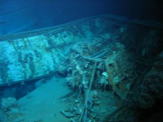 Exposed breeches of A gun turret. Note absence of gun housing