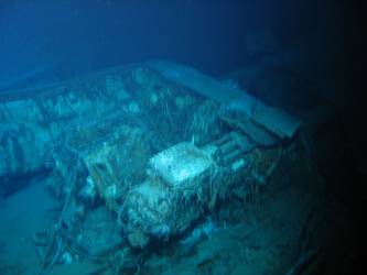 Close-up of damage to gun housing of A turret
