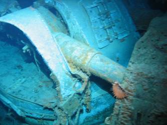 Foredeck folded back  over A turret barrels