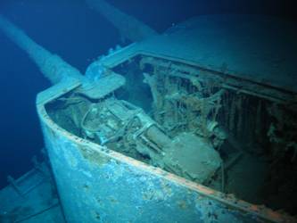 Close-up of top of gun house of B turret