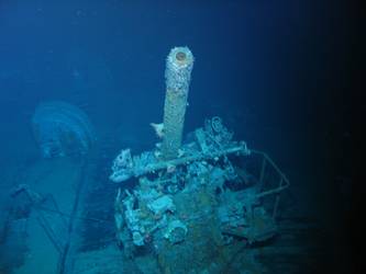 P2 4-inch gun at aft end of gun deck port side