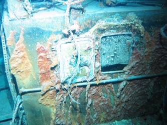 Officer's galley port side aft superstructure, burnt