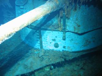Damage to Y turret barbette and surrounding deck