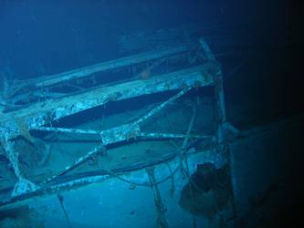 Looking down on stbd aft 27-foot whaler cradle
