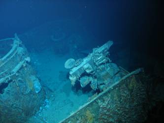 Damage to stbd briddge UK1 12-foot rangefinder