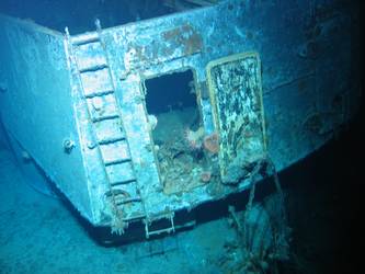 Rear of B turret showing hatch open and top missing