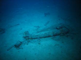 Steel bucket on seabed