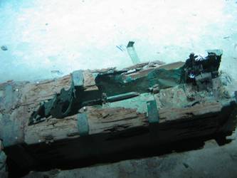 Wooden crate with metal bands
