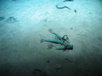 Crushed shell cartridges on seabed