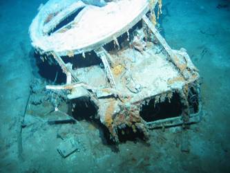 S1 4-inch gun mount inverted on seabed