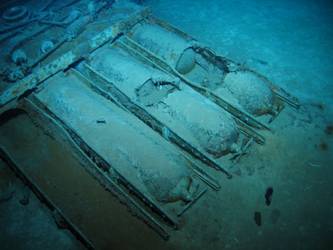 Torpedo tubes with three torpedoes remaining in mount