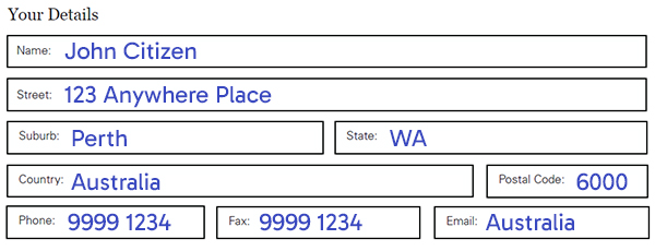 First section of the form, the submitter's personal details.