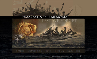 Screenshot of the HMAS Sydney II Virtual Memorial website